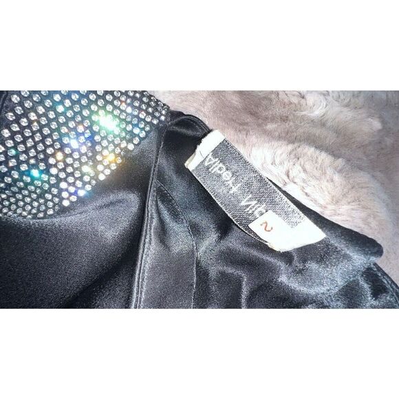 Vintage Albert Nipon Black With Swarovski Crystals Silk Blend Dress  Size 2, USA - Picture 14 of 16
